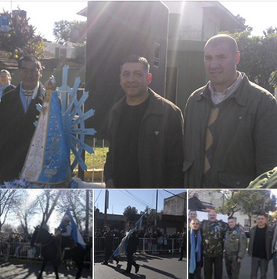 Dirigentes de BV junto a Verteranos de Malvinas en los festejos del 25 de Mayo en San Martín